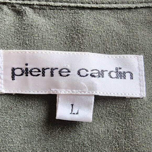 Pierre Cardin Green Faux Suede Button Down Shirt Size Large - Picture 8 of 13